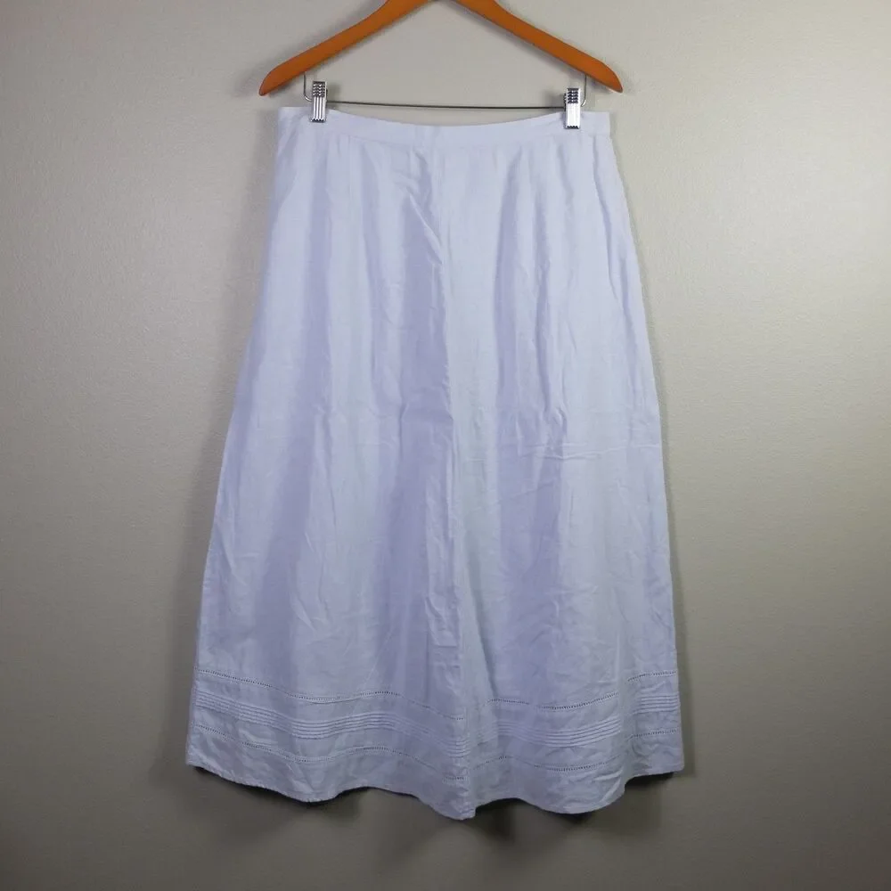 Christopher & Banks Light Blue Linen Blend Button Front Skirt Size 12